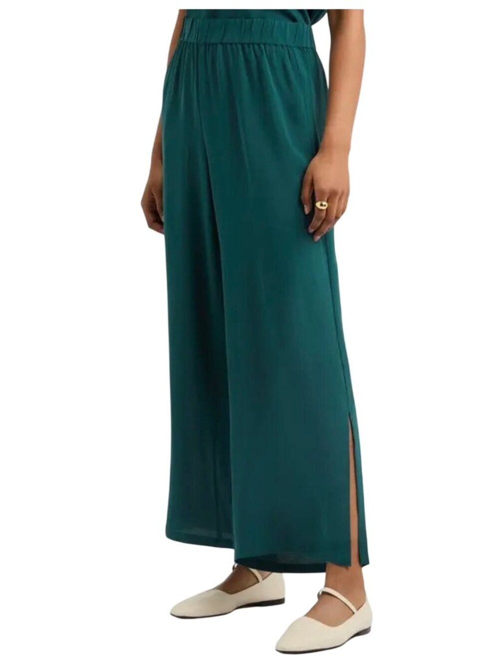 Eileen Fisher Womens Silk Georgette Crepe Agean Straight Ankle Pants Size XXS